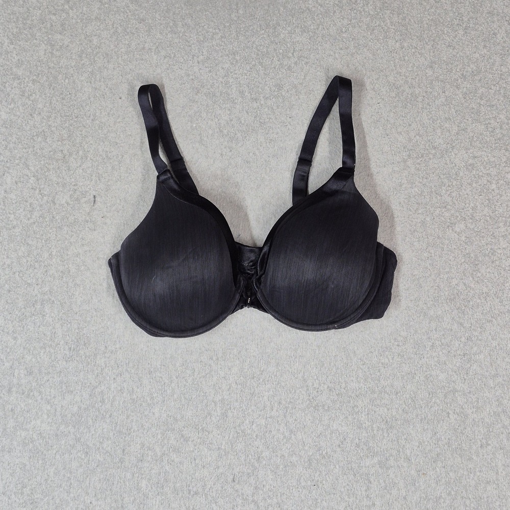 Vanity Fair Women Bra 38C Black T Shirt Underwired Satin Strap